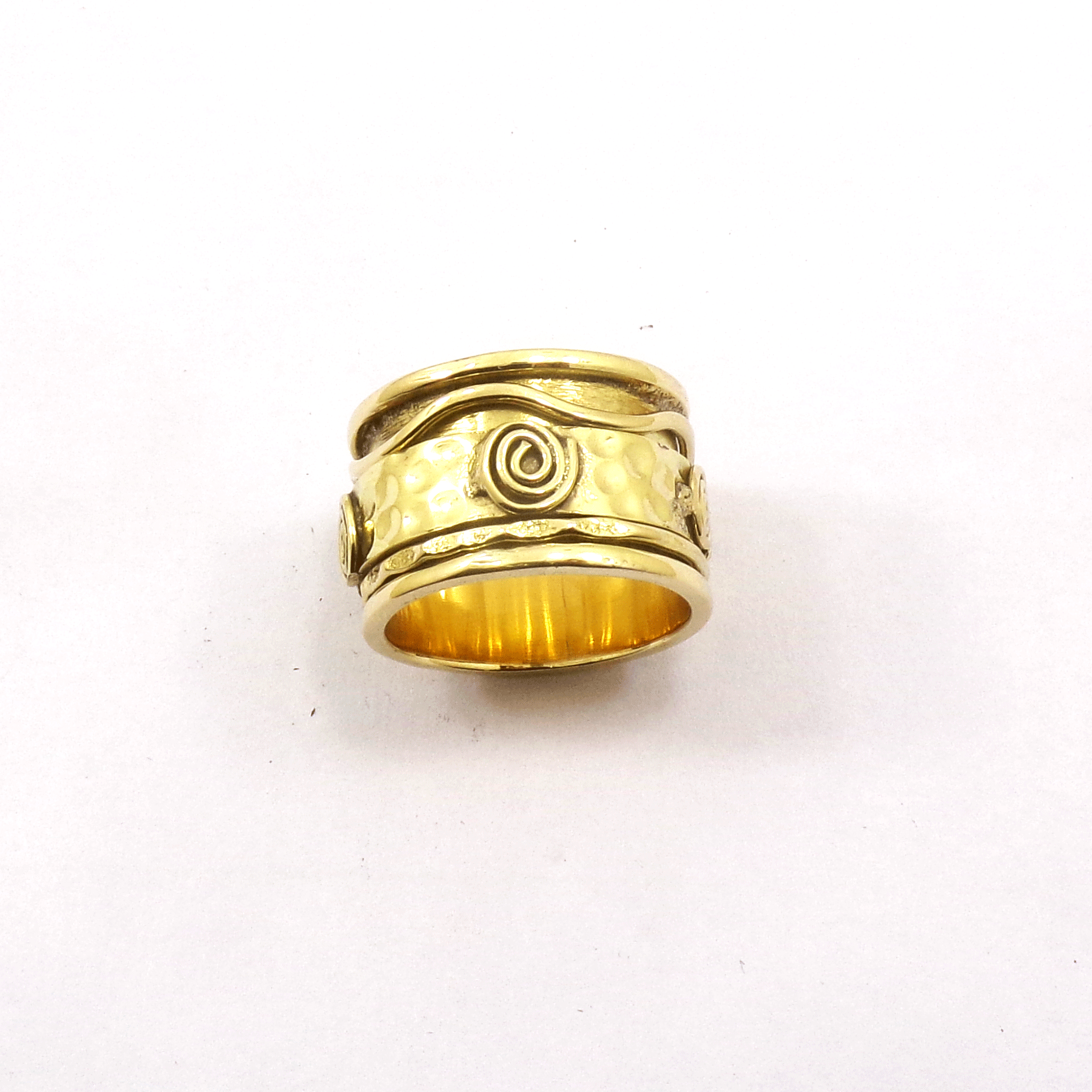 Ring Size - 9 Brass Spinner Ring B - BSPR997 18K Gold Plated Brass Fidget Rings Chunky Wire Spinner Ring